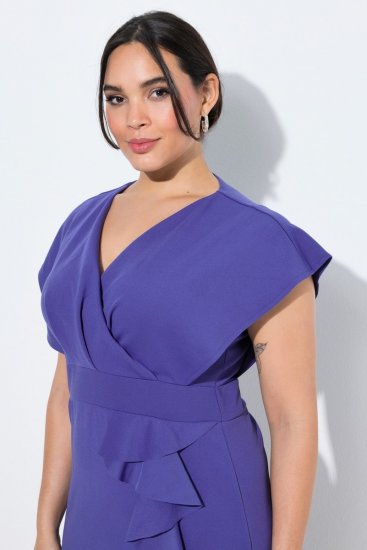 Ulla Popken 848120 Sukienka z falbanami Liliowa - Sukienki wieczorowe - Wieczorowe sukienki plus size