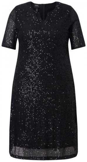 Ulla Popken 848140 Sukienka z cekinami Czarna - Sukienki wieczorowe - Wieczorowe sukienki plus size