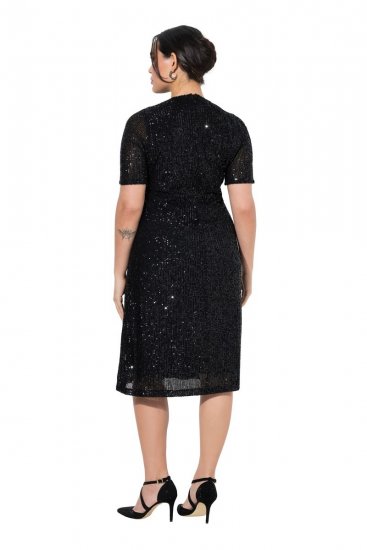 Ulla Popken 848140 Sukienka z cekinami Czarna - Sukienki wieczorowe - Wieczorowe sukienki plus size