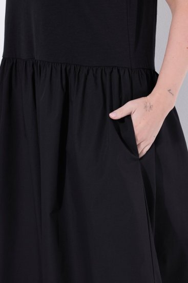 Ulla Popken 848305 Sukienka midi bez rękawów z dekoltem w szpic Czarna - Sukienki midi - Sukienki midi w dużych rozmiarach