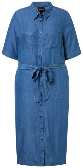 Ulla Popken 848491 Sukienka koszulowa Denimowy niebieski - Sukienki midi - Sukienki midi w dużych rozmiarach