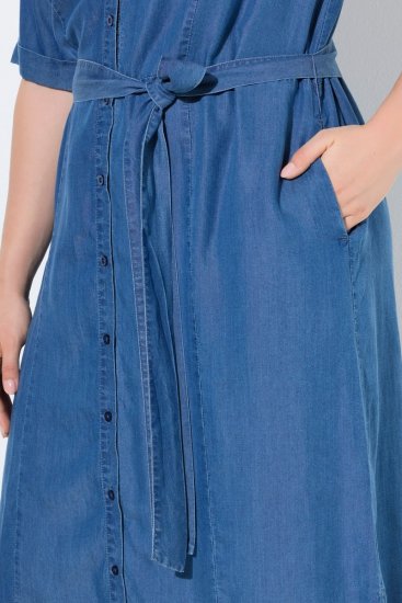 Ulla Popken 848491 Sukienka koszulowa Denimowy niebieski - Sukienki midi - Sukienki midi w dużych rozmiarach