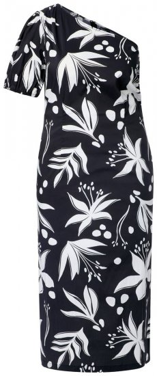 Ulla Popken 848510 Sukienka midi w kwiaty Czarna - Sukienki midi - Sukienki midi w dużych rozmiarach