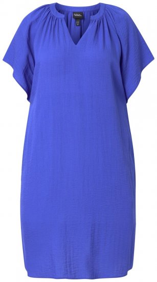 Ulla Popken 848526 Sukienka z domieszką lnu z kieszeniami Niebieska - Sukienki letnie - Letnie sukienki plus size