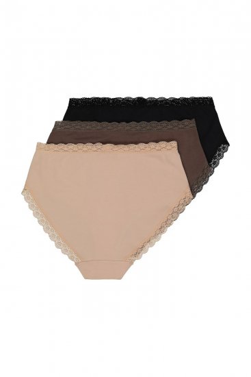 Ulla Popken 848803 Majtki z koronką 3 szt. Czarna - Majtki - 