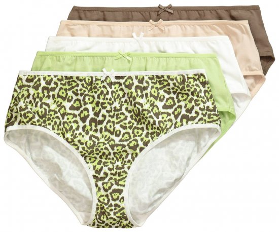 Ulla Popken 848810 Majtki w zwierzęcy wzór 5 szt. Taupe - Majtki - 