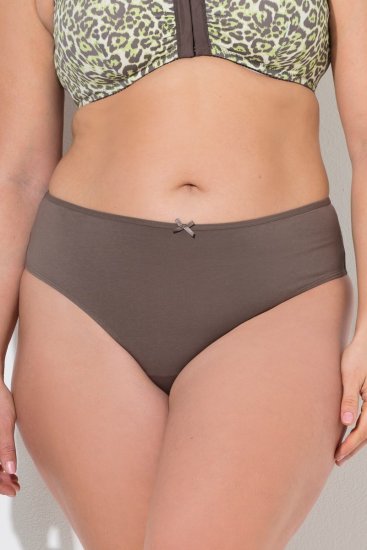 Ulla Popken 848826 Stringi w zwierzęcy wzór 3 szt. Taupe - Majtki - 