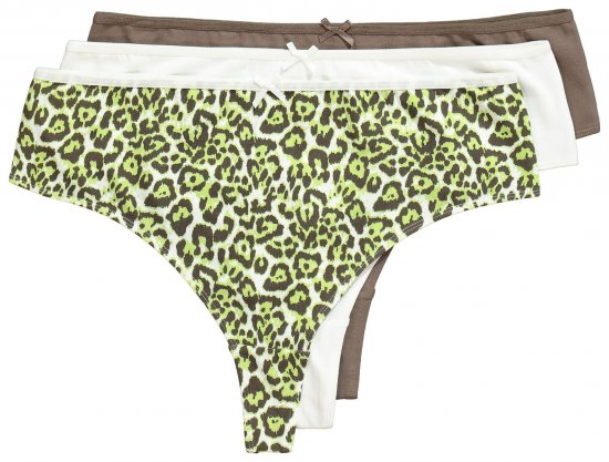 Ulla Popken 848826 Stringi w zwierzęcy wzór 3 szt. Taupe - Majtki - 