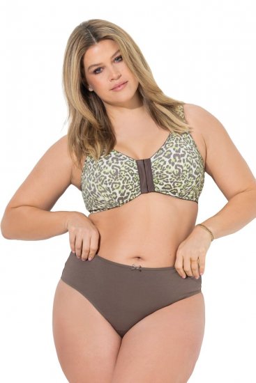 Ulla Popken 848826 Stringi w zwierzęcy wzór 3 szt. Taupe - Majtki - 