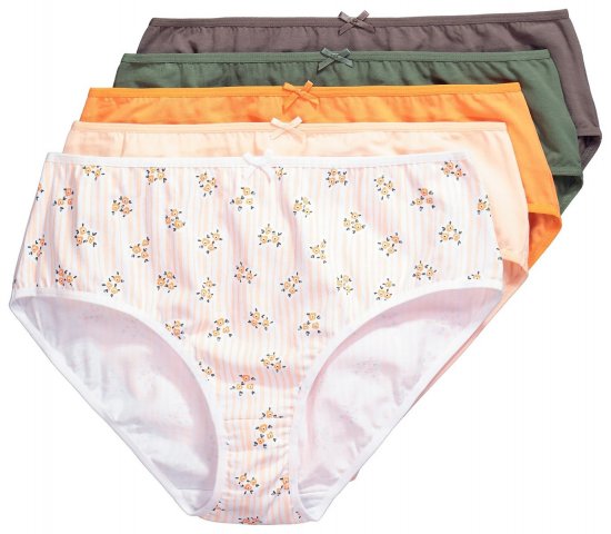 Ulla Popken 849098 Majtki w kwiaty 6 szt. Pomarańczowa - Majtki - 