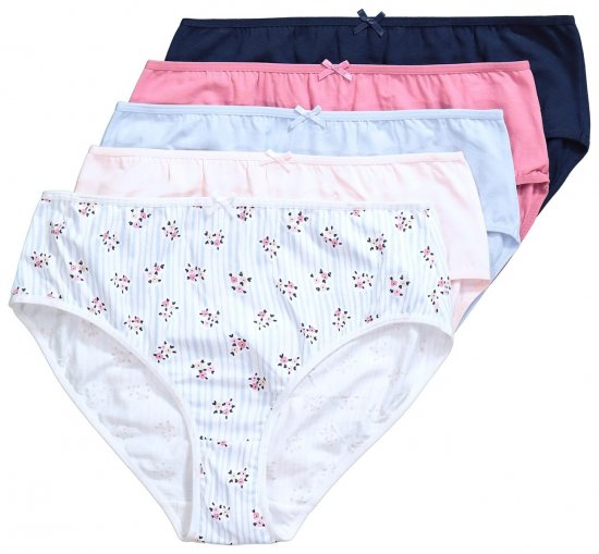 Ulla Popken 849098 Majtki w kwiaty 5 szt. Jasnoniebieska - Majtki - 