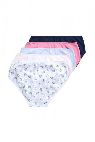 Ulla Popken 849098 Majtki w kwiaty 5 szt. Jasnoniebieska - Majtki - 
