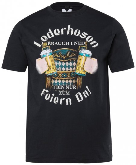 Men+ 410 Koszulka Lederhosn Czarna - Koszulki - T-shirty meskie Duże Rozmiary - 2XL-14XL