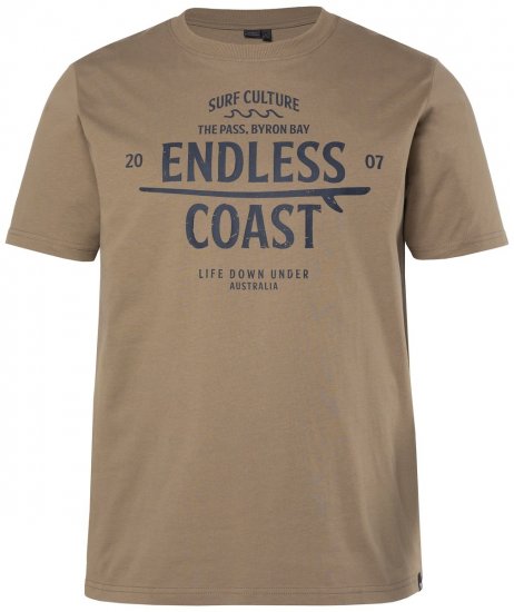 Men+ 448 Koszulka Endless Coast Szarobrązowa - Koszulki - T-shirty meskie Duże Rozmiary - 2XL-14XL
