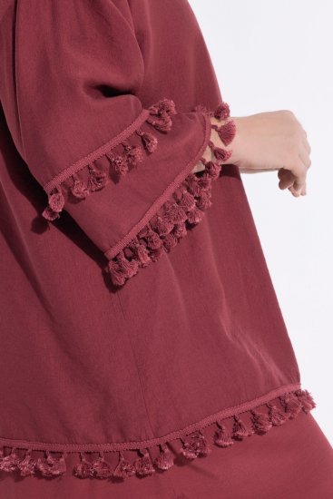 Ulla Popken 849860 Kimono Rdzawa czerwień - Kardigany - Kardigany damskie w dużych rozmiarach
