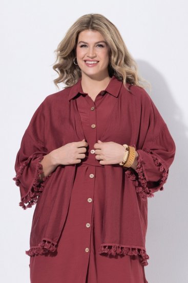 Ulla Popken 849860 Kimono Rdzawa czerwień - Kardigany - Kardigany damskie w dużych rozmiarach