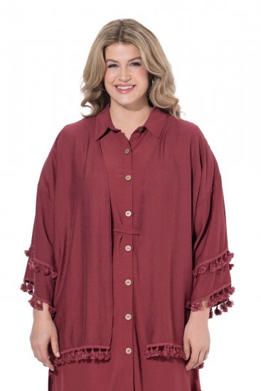 Ulla Popken 849860 Kimono Rdzawa czerwień - Kardigany - Kardigany damskie w dużych rozmiarach