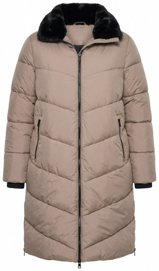 Ulla Popken 850041 Płaszcz pikowany Taupe - Płaszcze - Płaszcze damskie w dużych rozmiarach