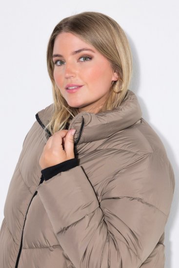 Ulla Popken 850041 Płaszcz pikowany Taupe - Płaszcze - Płaszcze damskie w dużych rozmiarach