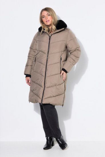 Ulla Popken 850041 Płaszcz pikowany Taupe - Płaszcze - Płaszcze damskie w dużych rozmiarach