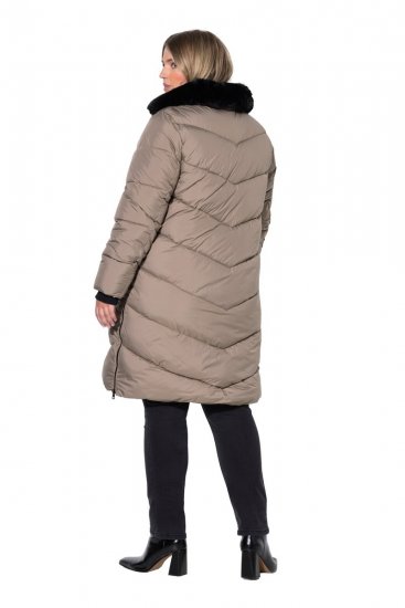 Ulla Popken 850041 Płaszcz pikowany Taupe - Płaszcze - Płaszcze damskie w dużych rozmiarach