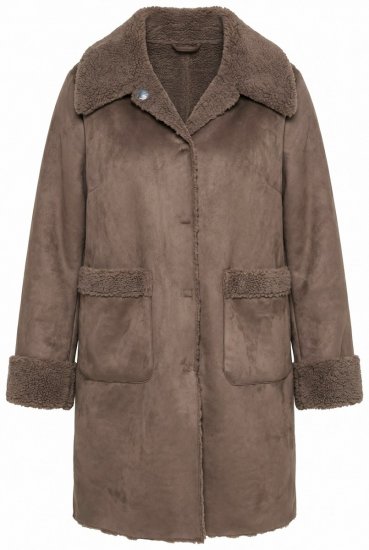 Ulla Popken 850251 Płaszcz teddy Jasnobrązowa - Płaszcze - Płaszcze damskie w dużych rozmiarach