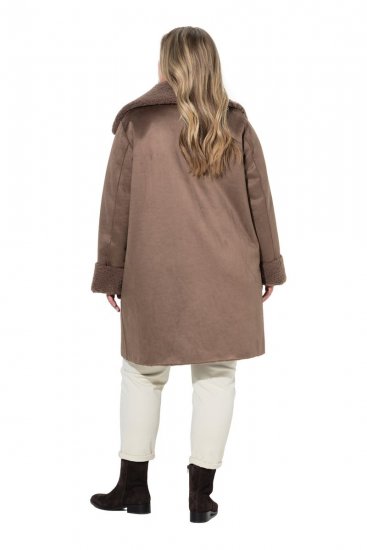 Ulla Popken 850251 Płaszcz teddy Jasnobrązowa - Płaszcze - Płaszcze damskie w dużych rozmiarach