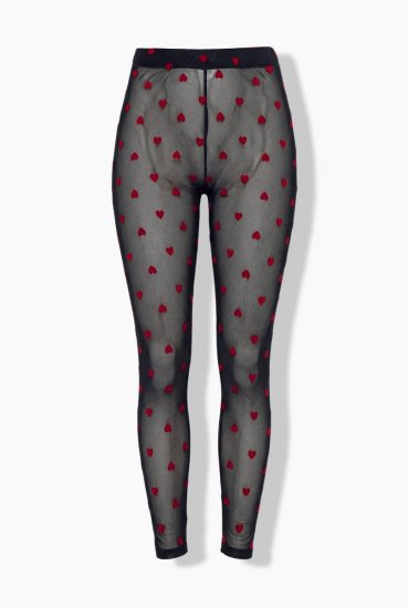 Ulla Popken 850264 Wzorzyste legginsy rajstopowe Czarna - Rajstopy & skarpetki - 