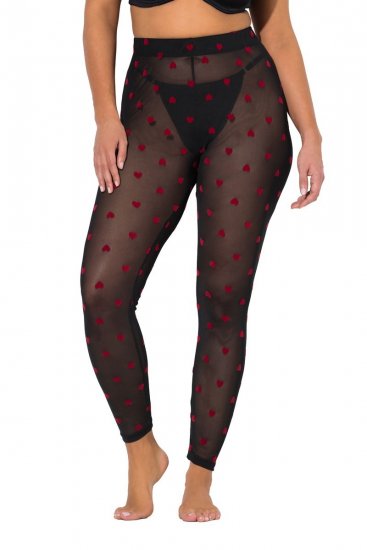 Ulla Popken 850264 Wzorzyste legginsy rajstopowe Czarna - Rajstopy & skarpetki - 