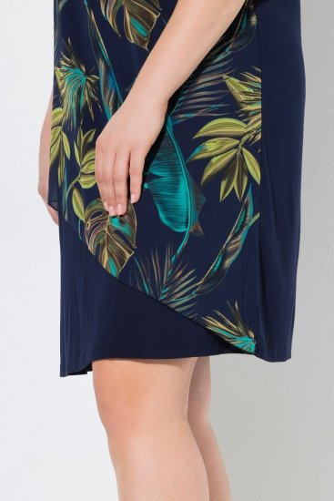 Ulla Popken 850393 Wzorzysta szyfonowa sukienka Granatowa - Sukienki letnie - Letnie sukienki plus size