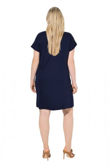 Ulla Popken 850393 Wzorzysta szyfonowa sukienka Granatowa - Sukienki letnie - Letnie sukienki plus size