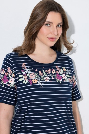 Ulla Popken 850401 Koszula nocna w kwiaty Granatowa - Koszule nocne - 