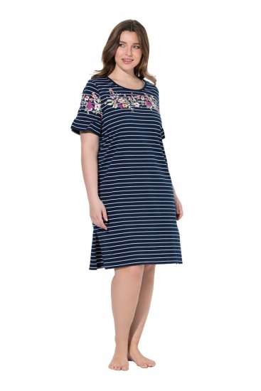 Ulla Popken 850401 Koszula nocna w kwiaty Granatowa - Koszule nocne - 