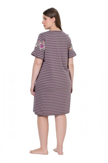 Ulla Popken 850401 Koszula nocna w kwiaty Brązowa - Koszule nocne - 