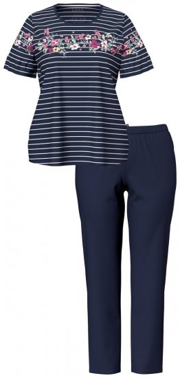Ulla Popken 850403 Piżama w kwiaty Granatowa - Piżamy/Odzież domowa - 