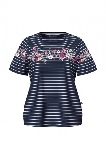 Ulla Popken 850403 Piżama w kwiaty Granatowa - Piżamy/Odzież domowa - 