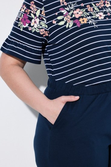 Ulla Popken 850403 Piżama w kwiaty Granatowa - Piżamy/Odzież domowa - 