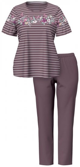 Ulla Popken 850403 Piżama w kwiaty Brązowa - Piżamy/Odzież domowa - 