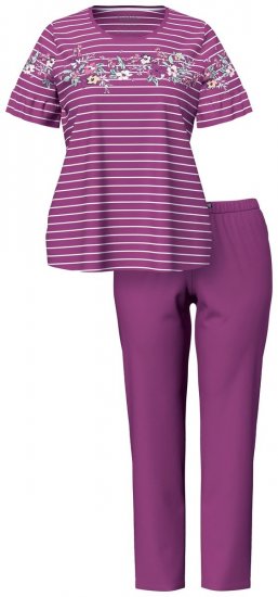 Ulla Popken 850403 Piżama w kwiaty Fioletowa - Piżamy/Odzież domowa - 
