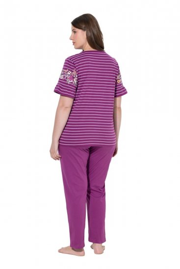 Ulla Popken 850403 Piżama w kwiaty Fioletowa - Piżamy/Odzież domowa - 