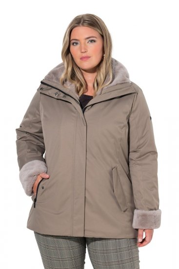 Ulla Popken 850509 Kurtka ze sztucznego futra Taupe - Kurtki - Kurtki dla kobiet w dużych rozmiarach