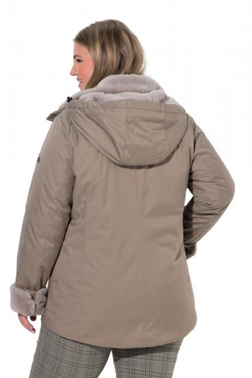 Ulla Popken 850509 Kurtka ze sztucznego futra Taupe - Kurtki - Kurtki dla kobiet w dużych rozmiarach