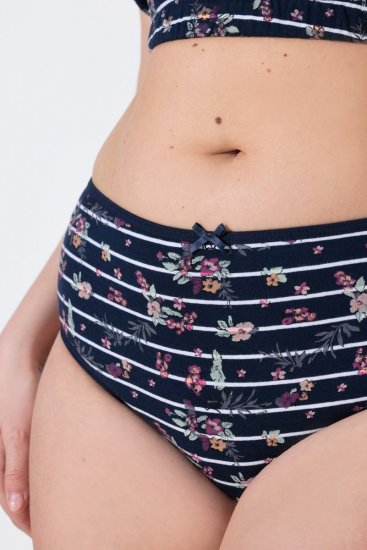 Ulla Popken 850538 Majtki w kwiaty z bawełny organicznej 2 szt. Granatowa - Majtki - 