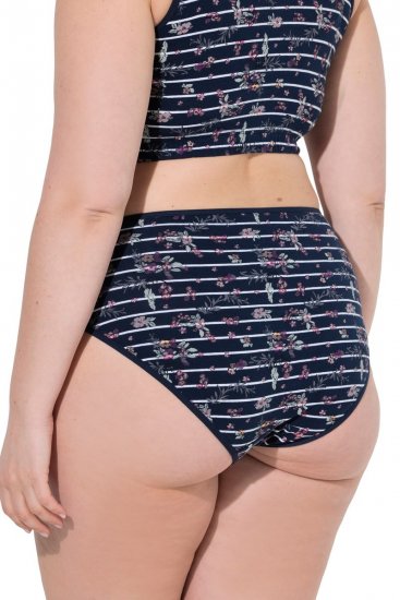 Ulla Popken 850538 Majtki w kwiaty z bawełny organicznej 2 szt. Granatowa - Majtki - 