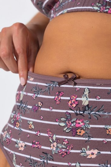 Ulla Popken 850538 Majtki w kwiaty z bawełny organicznej 2 szt. Brązowa - Majtki - 
