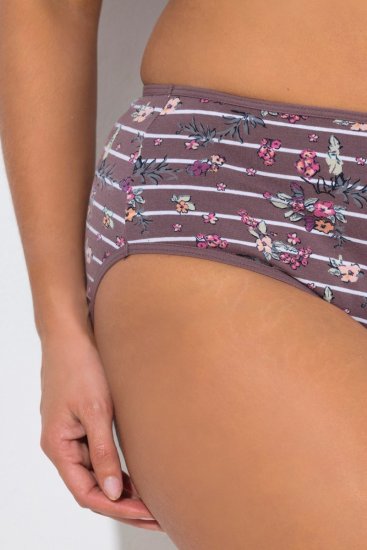 Ulla Popken 850538 Majtki w kwiaty z bawełny organicznej 2 szt. Brązowa - Majtki - 