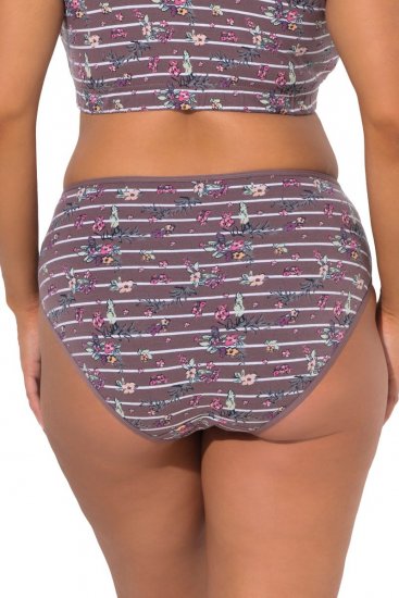 Ulla Popken 850538 Majtki w kwiaty z bawełny organicznej 2 szt. Brązowa - Majtki - 