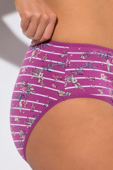 Ulla Popken 850538 Majtki w kwiaty z bawełny organicznej 2 szt. Fioletowa - Majtki - 