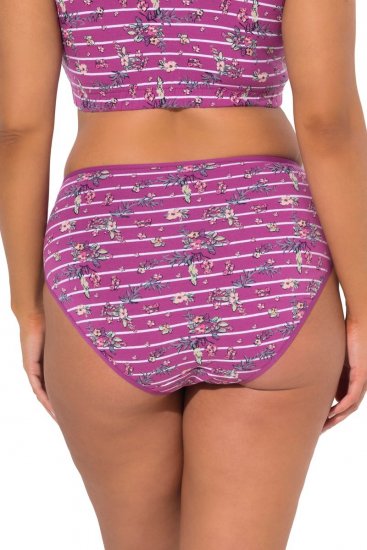 Ulla Popken 850538 Majtki w kwiaty z bawełny organicznej 2 szt. Fioletowa - Majtki - 
