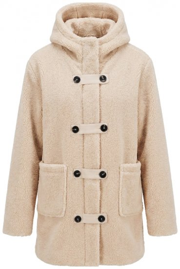 Ulla Popken 850589 Kurtka teddy Złamana biel - Kurtki - Kurtki dla kobiet w dużych rozmiarach